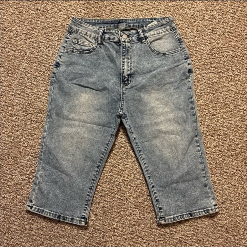 SHEIN High Rise Jean Bermuda Shorts